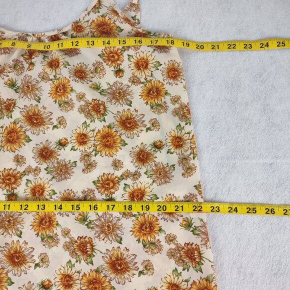 Forever 21 Sunflower Floral Mini Slip Dress Chiffon Style Size Small - Picture 9 of 11